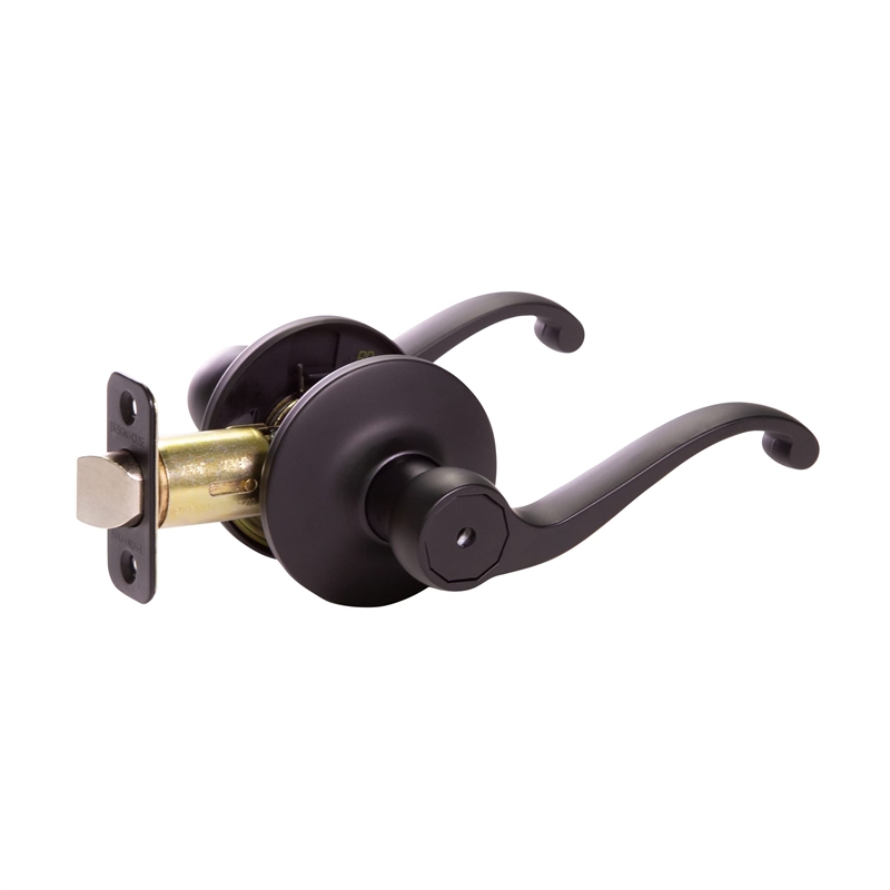 Bowery Hill Scroll Brass 2-Way Privacy Door Lever in Matte Black
