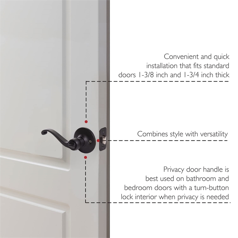 Bowery Hill Scroll Brass 2-Way Privacy Door Lever in Matte Black