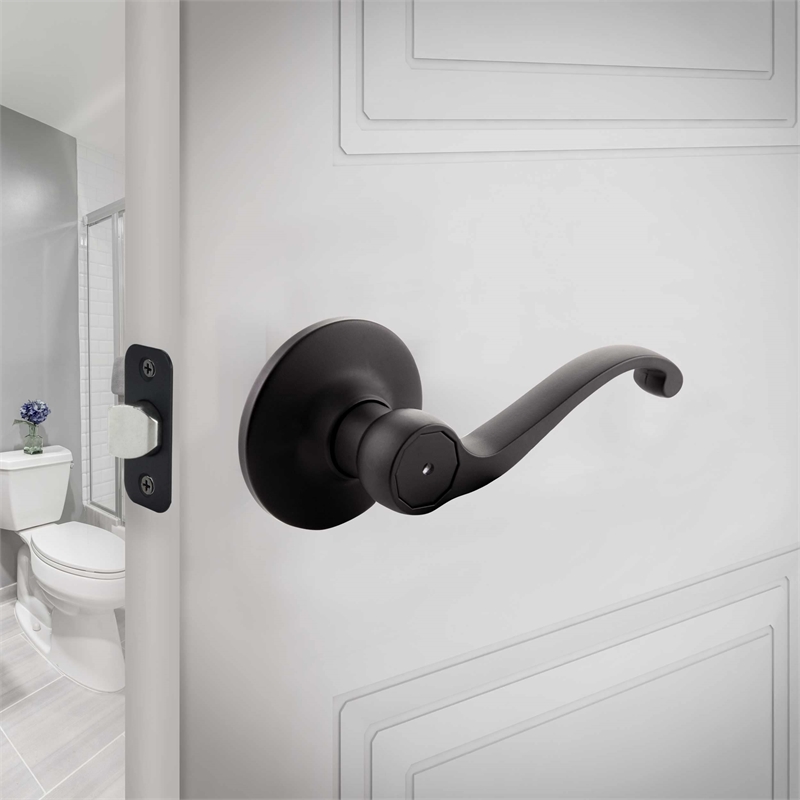Bowery Hill Scroll Brass 2-Way Privacy Door Lever in Matte Black