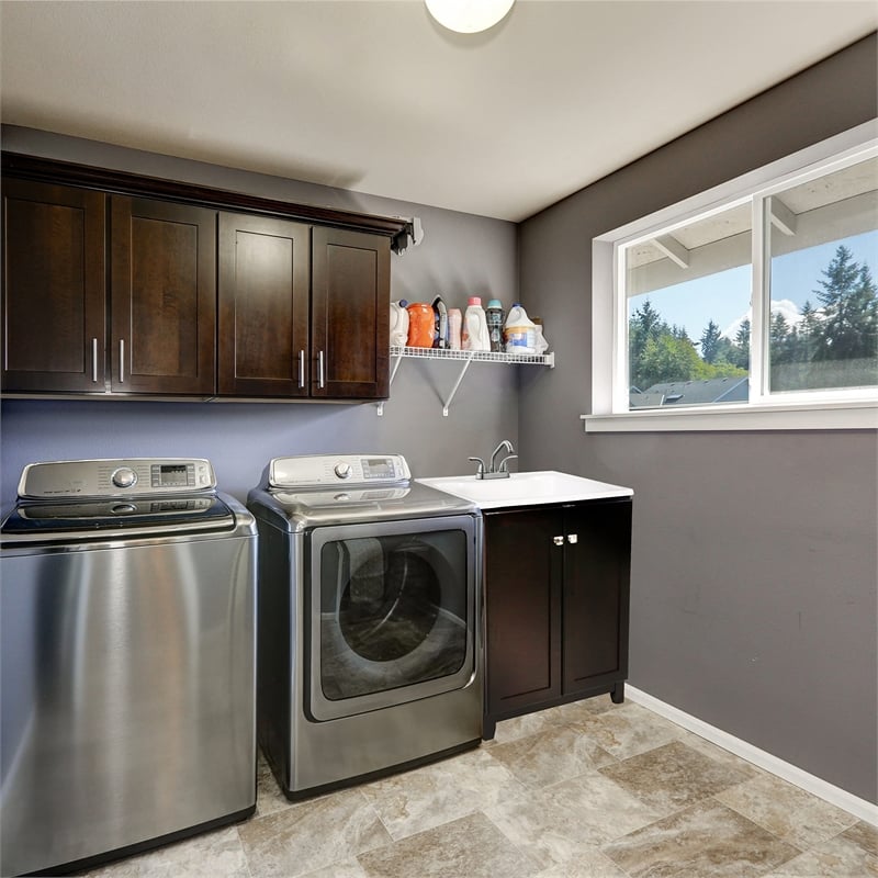 Bowery Hill Modern Brass 2-Handle Utility Faucet in Satin Nickel