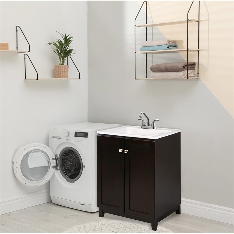 Bowery Hill Modern Brass 2-Handle Utility Faucet in Satin Nickel