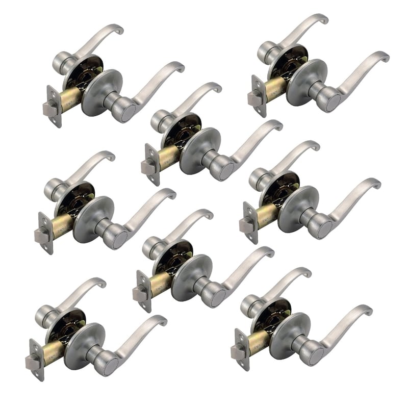 Bowery Hill Scroll 8-Pack Brass Passage Door Handle in Satin Nickel