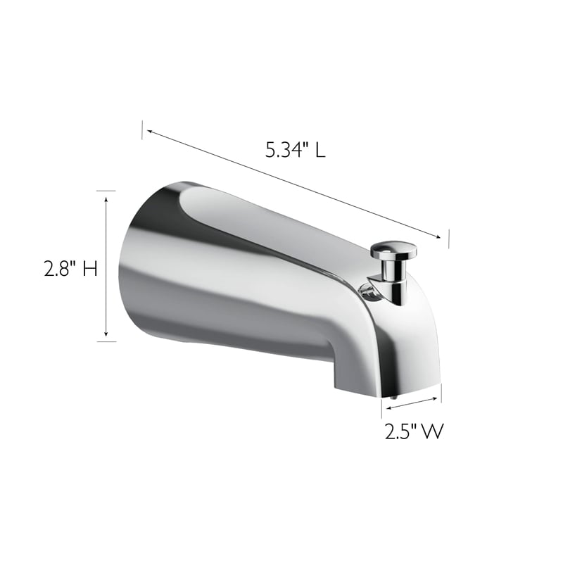 Bowery Hill Metal Slip On Tub Diverter Spout in Polished Chrome
