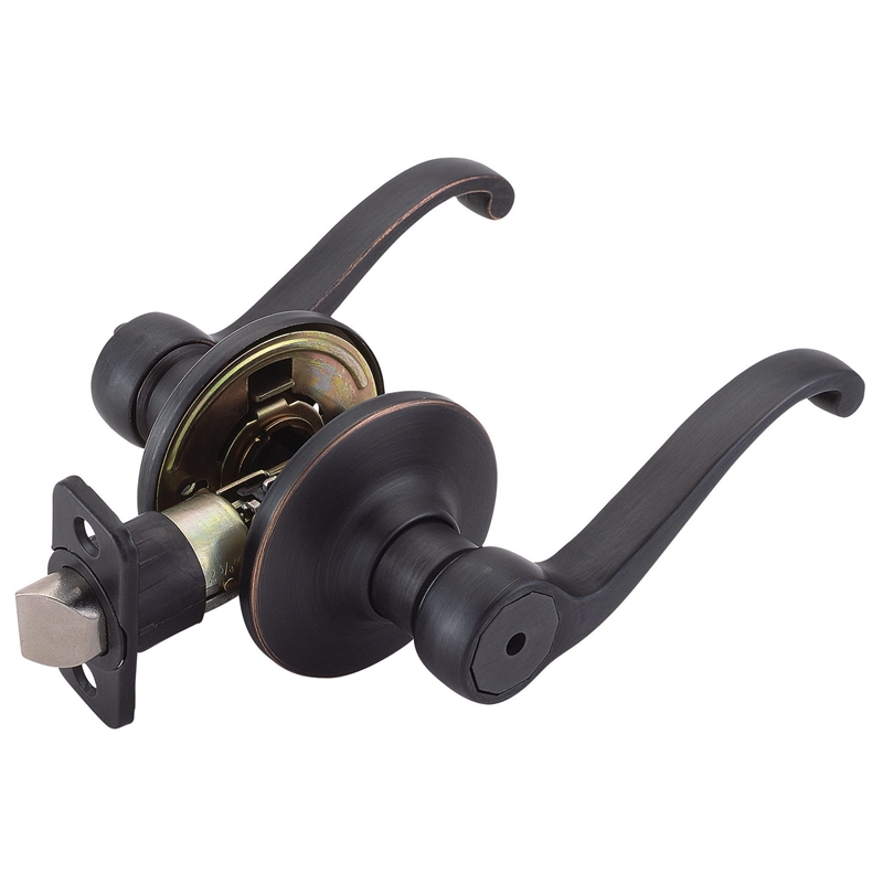 Bowery Hill Scroll Brass Privacy Door Handle in Oil Rubbed Bronze