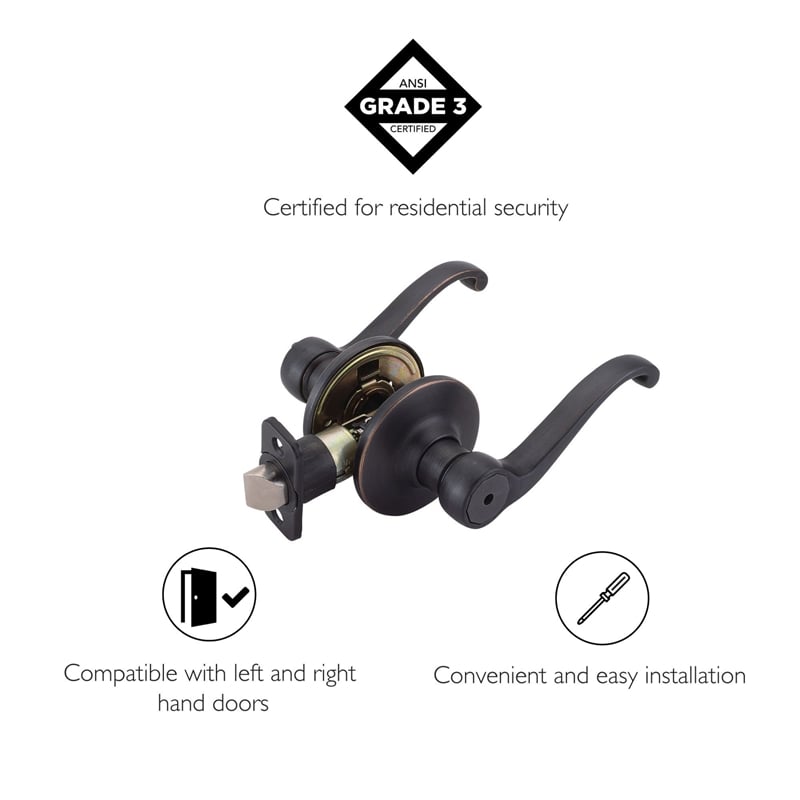 Bowery Hill Scroll Brass Privacy Door Handle in Oil Rubbed Bronze