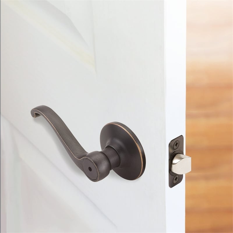Bowery Hill Scroll Brass Privacy Door Handle in Oil Rubbed Bronze