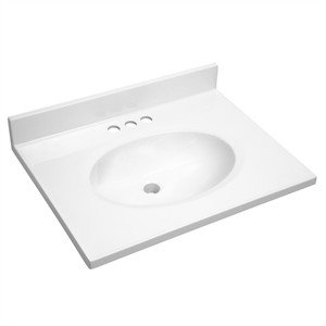 Bowery Hill 25&quot Traditional Marble Single Bowl Vanity Top in Solid White