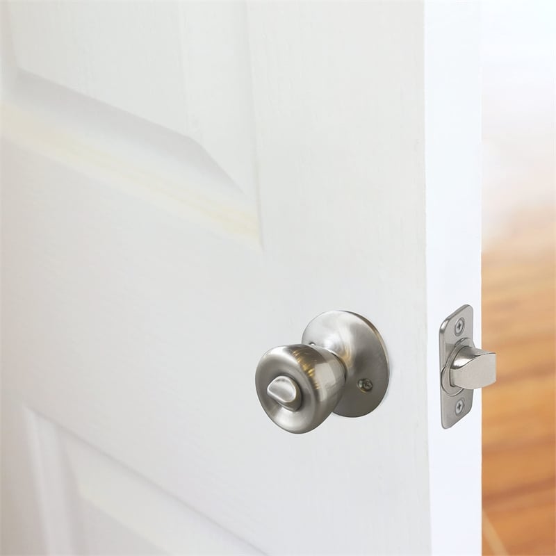 Bowery Hill Terrace 2-Pack Brass Privacy Door Knob in Satin Nickel