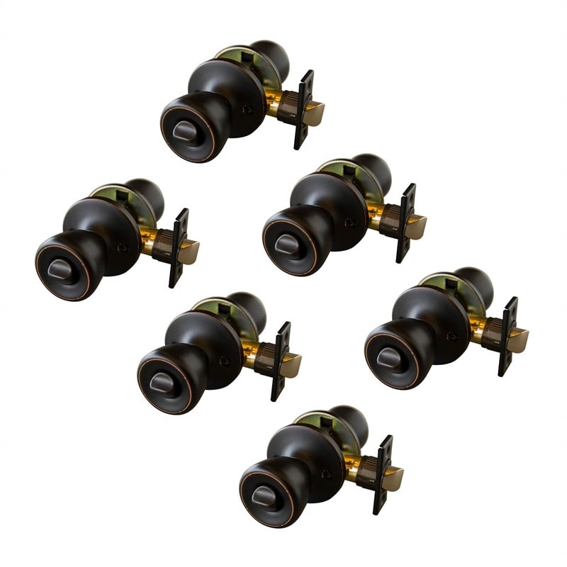 Bowery Hill Terrace 6-Pack Brass Door Knob with 6 Way Latch in Bronze