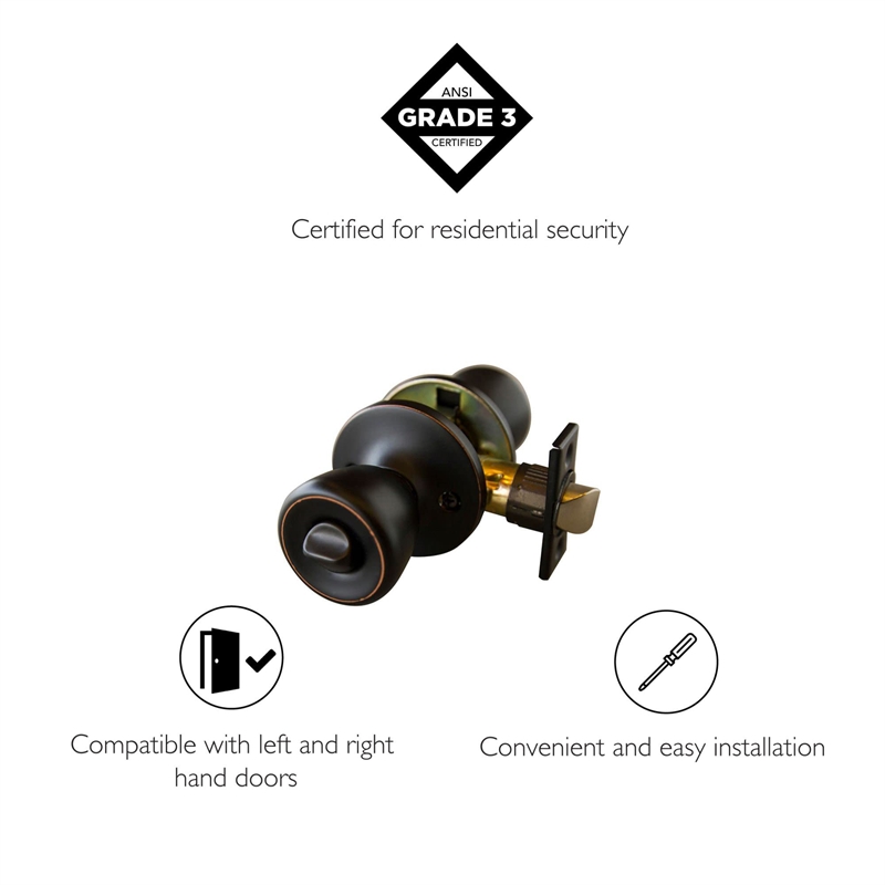 Bowery Hill Terrace 6-Pack Brass Door Knob with 6 Way Latch in Bronze