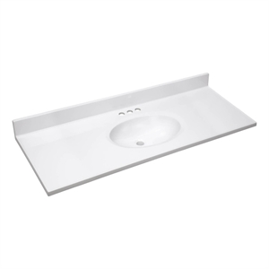 Bowery Hill 49x19&quot Cultured Marble Single Bowl Vanity Top in Solid White