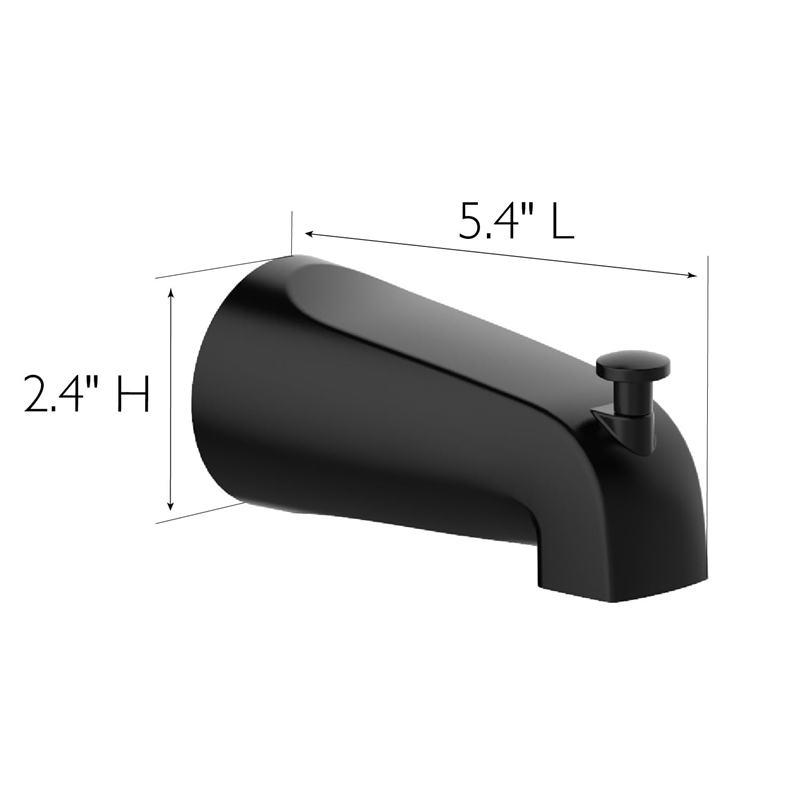 Bowery Hill Stainless Steel Slip On Tub Diverter Spout in Matte Black