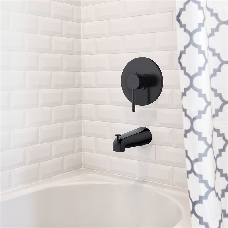 Bowery Hill Stainless Steel Slip On Tub Diverter Spout in Matte Black