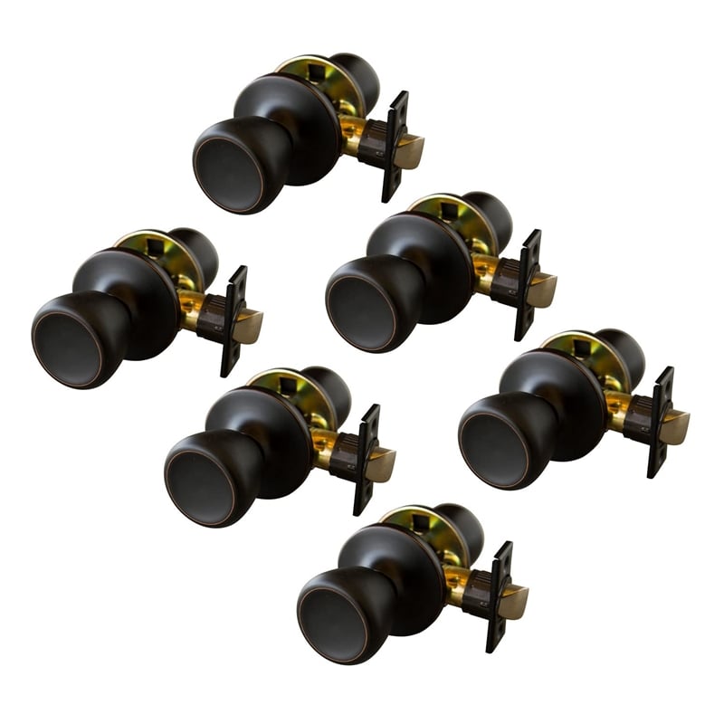Bowery Hill Terrace 6-Pack 6-Way Brass Passage Knob w/ Universal Latch - Bronze