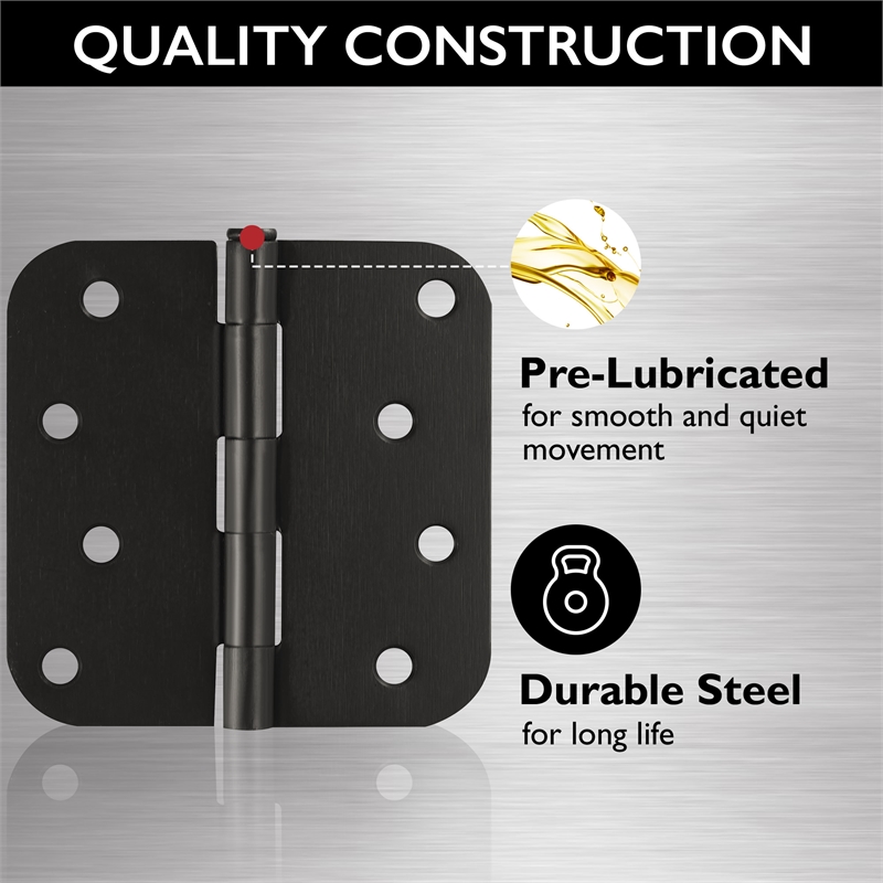 Bowery Hill Stainless Steel Door Hinge-Oil Rubbed Bronze 4-in. 5/8-in. 9-Pack