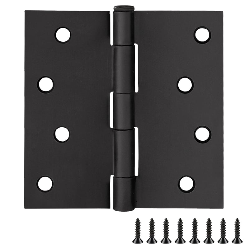 Bowery Hill Steel Door Hinge in Matte Black 4-Inch Square Corner 10 Pack