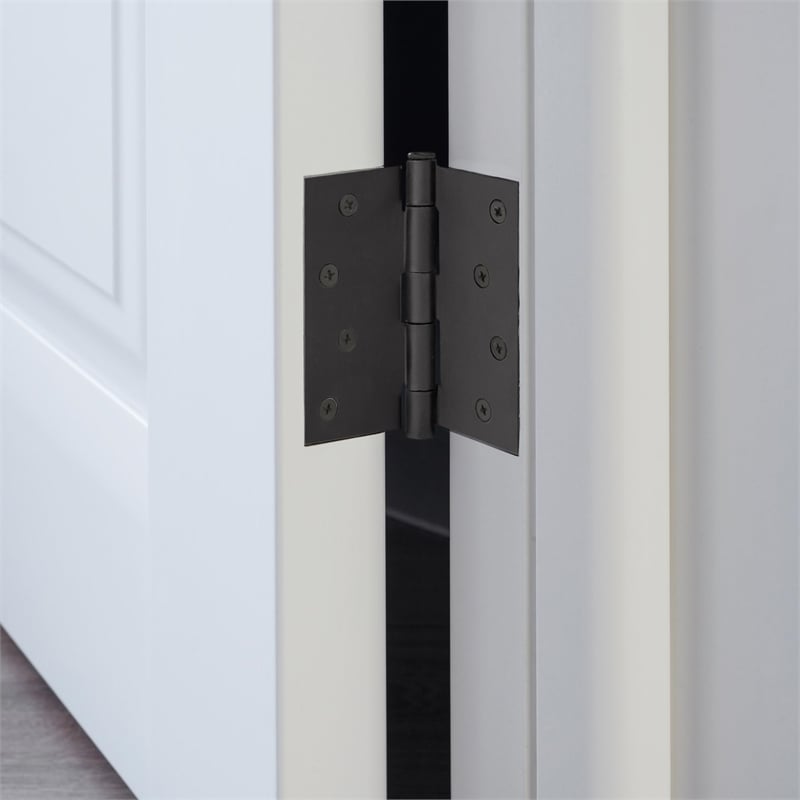 Bowery Hill Steel Door Hinge in Matte Black 4-Inch Square Corner 10 Pack