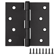 Bowery Hill Steel Door Hinge in Matte Black 4Inch Square Corner 3-Pack