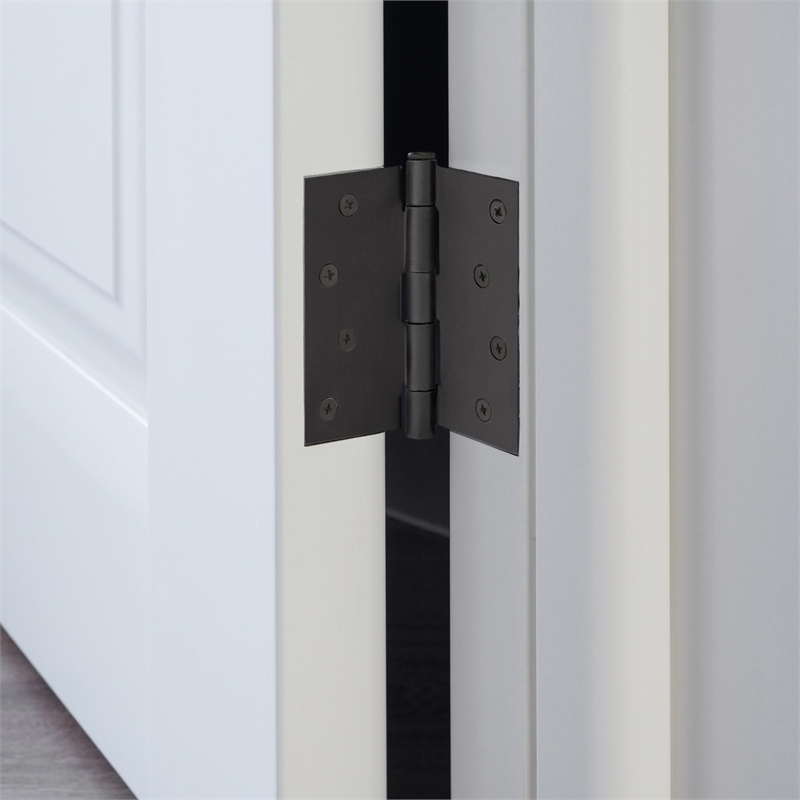 Bowery Hill Steel Door Hinge in Matte Black 4Inch Square Corner 3-Pack