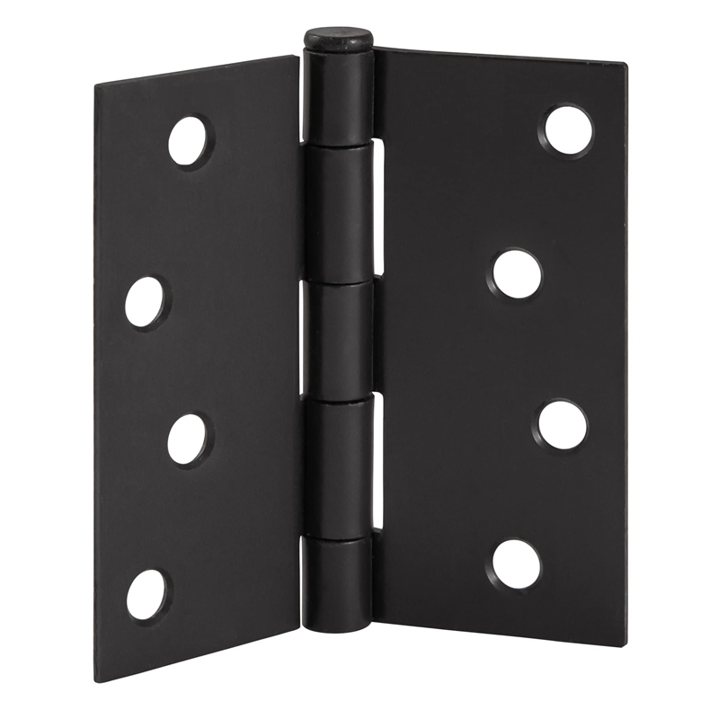 Bowery Hill Steel Door Hinge in Matte Black 4Inch Square Corner 3-Pack