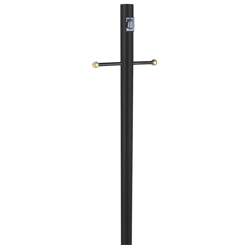 Bowery Hill Modern Steel Black Lamp Post with Cross Arm and Outlet
