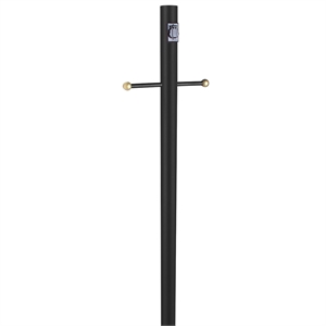 Bowery Hill Modern Steel Black Lamp Post with Cross Arm and Outlet