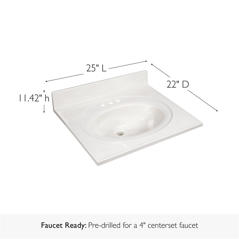 Bowery Hill Marble Single Bowl Vanity Top Solid Ivory Swirl 25 in.