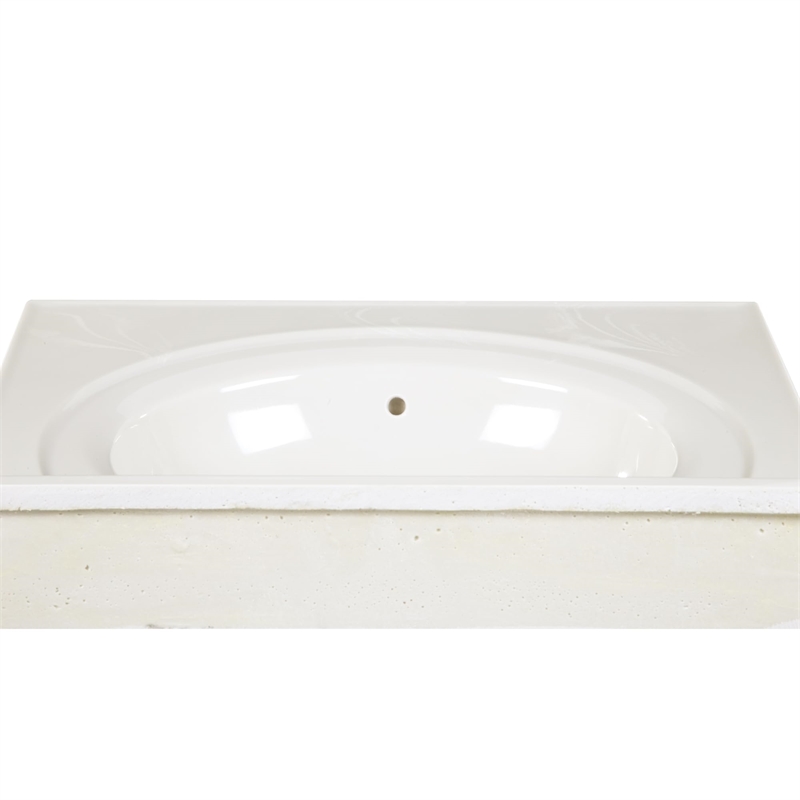 Bowery Hill Marble Single Bowl Vanity Top Solid Ivory Swirl 25 in.