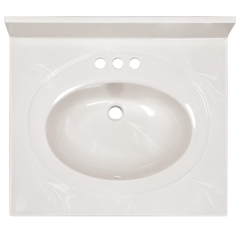 Bowery Hill Marble Single Bowl Vanity Top Solid Ivory Swirl 25 in.