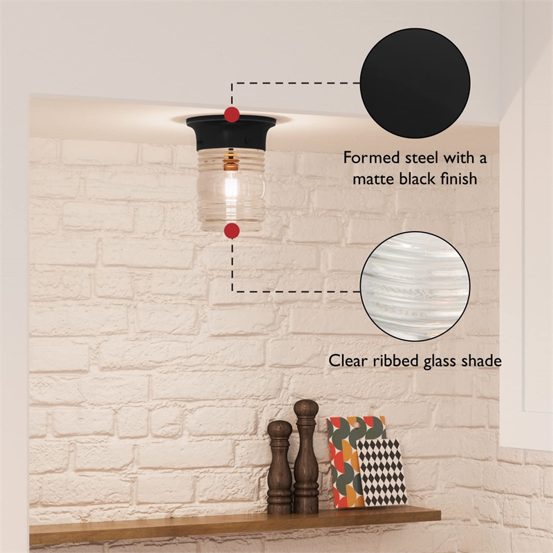 Bowery Hill Outdoor Steel Wall Mount Jelly Jar Wall Lantern Sconce in White