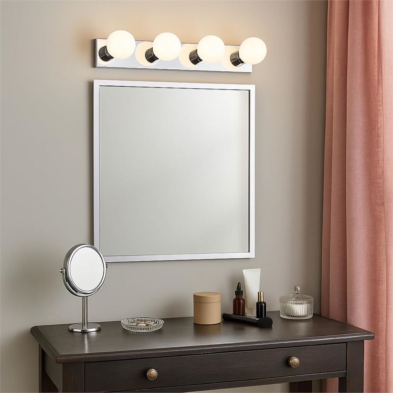 Bowery Hill Modern Steel Vanity Light in Polished Chrome 4-Light