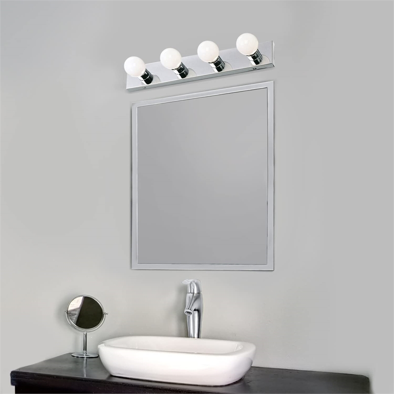 Bowery Hill Modern Steel Vanity Light in Polished Chrome 4-Light