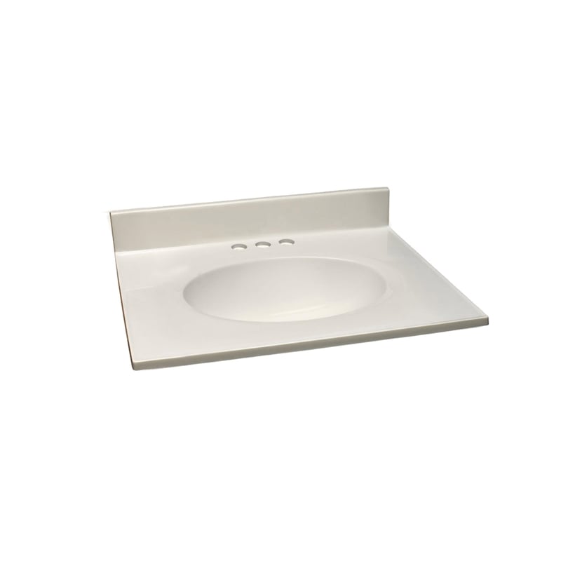 Bowery Hill Marble Single Bowl Vanity Top Solid Ivory Swirl 25Inch