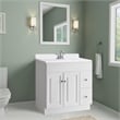 Bowery Hill Marble Single Bowl Vanity Top Solid Ivory Swirl 25Inch