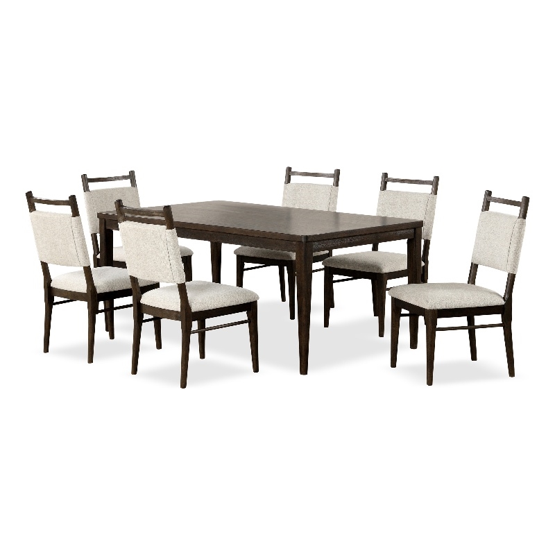 Bowery Hill Modern 7-Piece Wood Dining Table Set in Dark Walnut