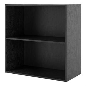 Bowery Hill Contemporary Stackable Wood 2-Shelf Bookcase in Black