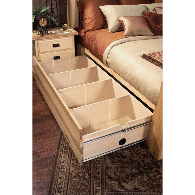 Bowery Hill Solid Wood King Arch Panel Storage Bed in Natural