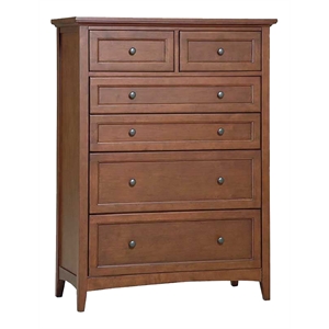 Bowery Hill 6-Drawer Transitional Wood Chest in Cherry Brown/Gunmetal