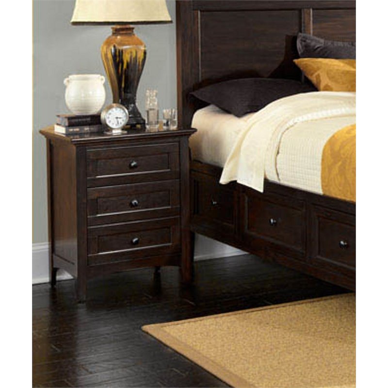 Bowery Hill 3 Drawer Transitional Solid Wood Nightstand in Cherry Brown