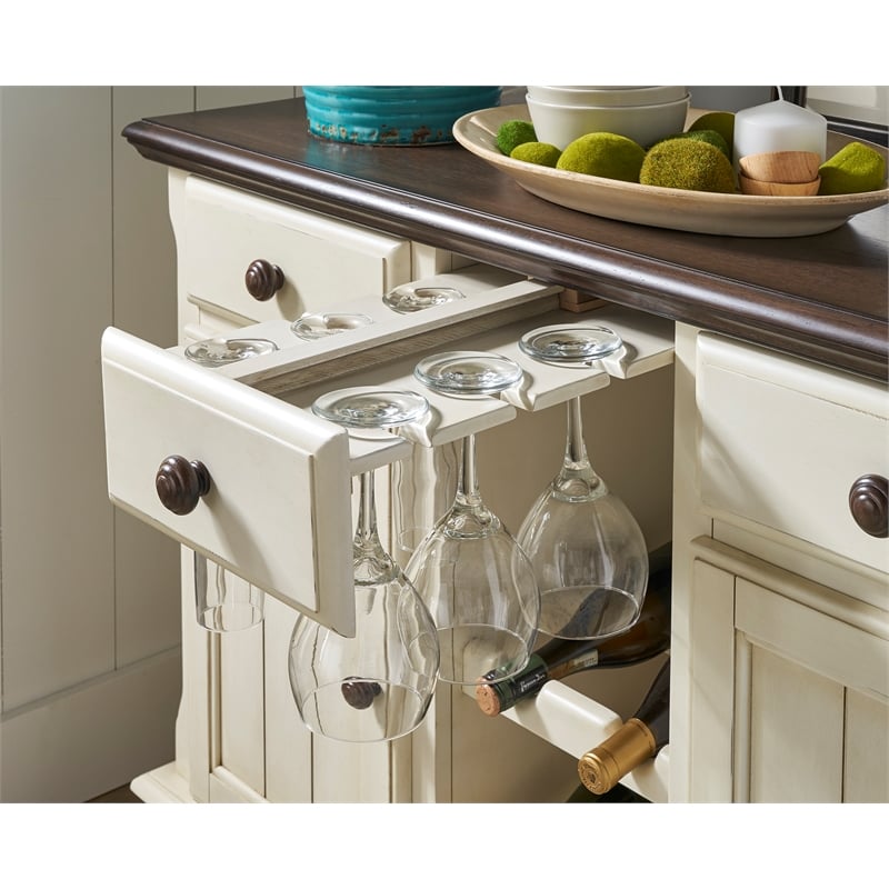 Bowery Hill Contemporary Solid Wood Server in Chalk-Cocoa Bean