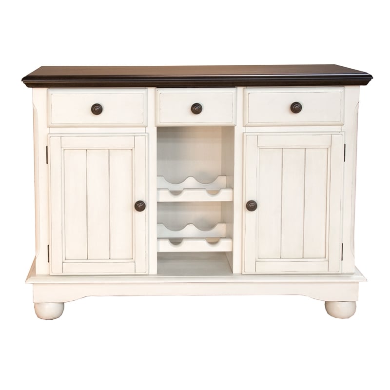 Bowery Hill Contemporary Solid Wood Server in Chalk-Cocoa Bean
