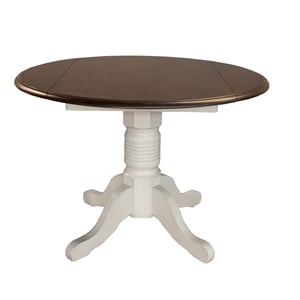 Bowery Hill 26&quot Solid Wood Drop Leaf Table in Chalk-Cocoa Bean