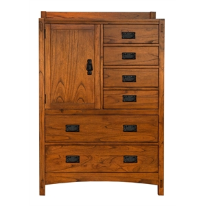 Bowery Hill 1-Door Contemporary Solid Mindi Wood Chest in Harvest Brown