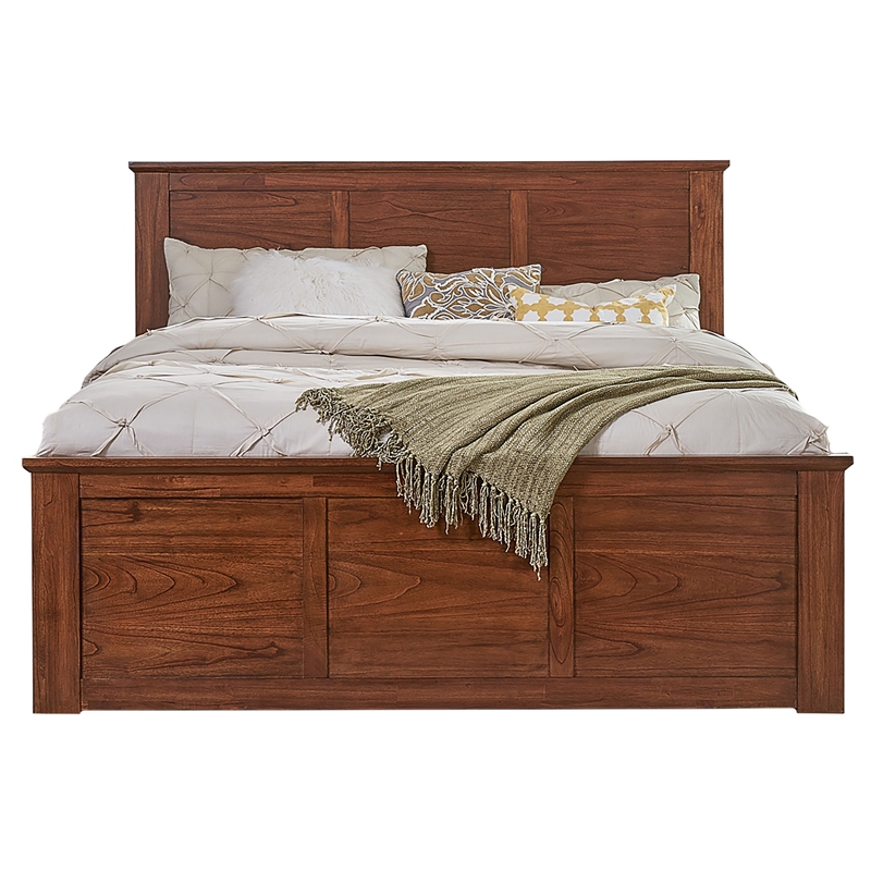 Bowery Hill Traditional Wood Queen Captain Bed in Harvest Brown