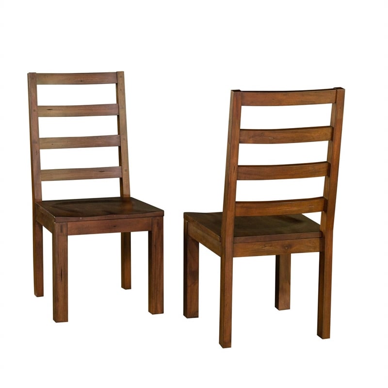 Bowery Hill Ladderback Dining Side Chair in Salvage Mahogany (Set of 2)