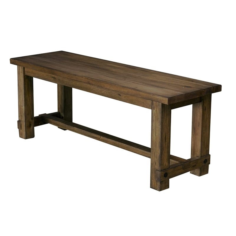 Bowery Hill Contemporary Solid Wood Dining Bench in Salvage Mahogany