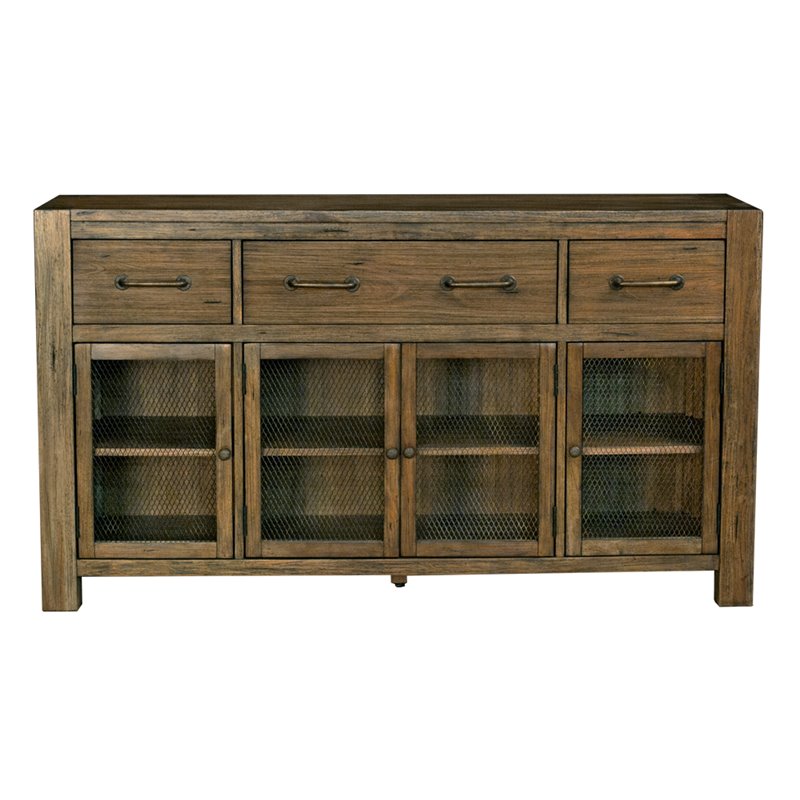 Bowery Hill Contemporary 4 Door Solid Wood Server in Salvage Mahogany