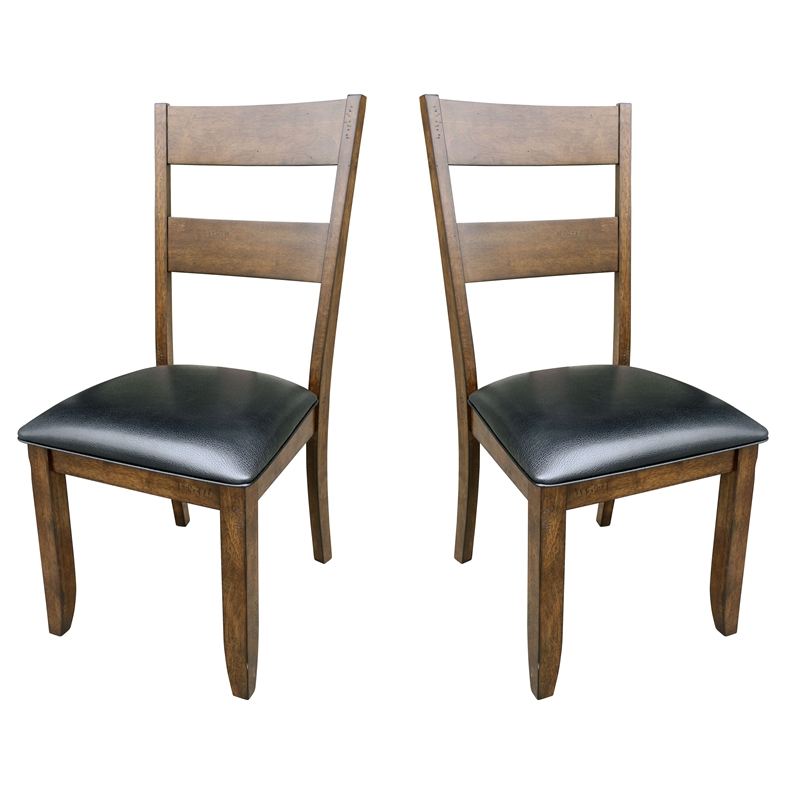Bowery Hill Solid Wood Ladderback Dining Side Chair in Whiskey (Set of 2)