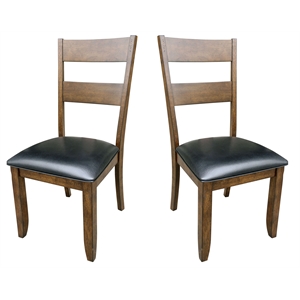 Bowery Hill Solid Wood Ladderback Dining Side Chair in Whiskey (Set of 2)