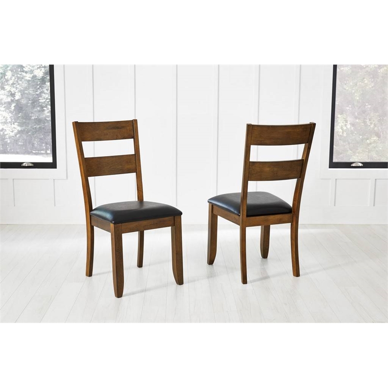 Bowery Hill Solid Wood Ladderback Dining Side Chair in Whiskey (Set of 2)